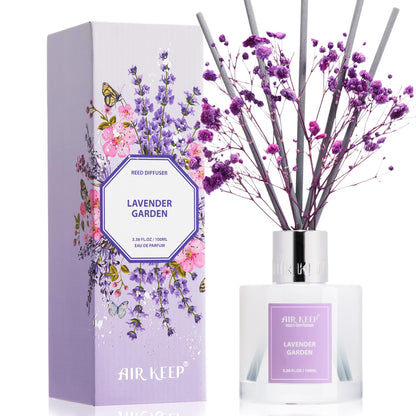 Airkeep Reed Diffuser Set,3.38 fl oz (100 ml) - Clean Linen Oil Diffusers with 8 Reed Sticks,Home Fragrance Reed Diffuser for Bathroom Shelf Decor