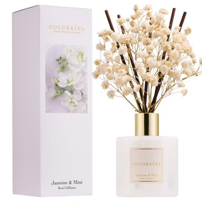 Cocorrína Reed Diffuser Set, Clean Linen 6.7 fl oz Scented Diffuser with Sticks Home Fragrance Reed Diffuser for Bathroom Shelf Décor