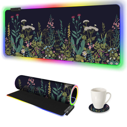 AIMSA RGB Gaming Mouse Pad Extended, Large Led Mousepads Non-Slip Rubber Base with 14 Lighting Modes, Computer Keyboard Mat Soft Desk pad Waterproof 35.4 x 15.8 inches, Galaxy Nebula Universe