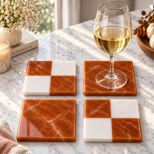 Folkulture Cute Fall Coasters, Set of 4, Non Slip, Easy to Clean - 4 Inch