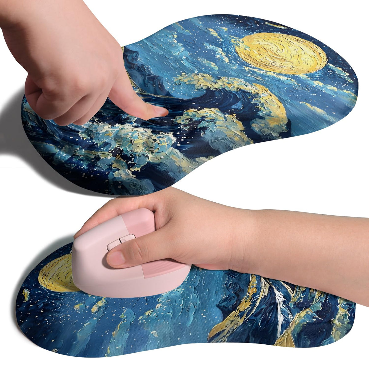 Ergonomic Joint Wrist Support Mouse Pad with Memory Foam Cushion Massage Bump, Carpal Tunnel Pain Relief Mousepad Slope Design for Wrist Rest, 11.8x7.9 in, Black