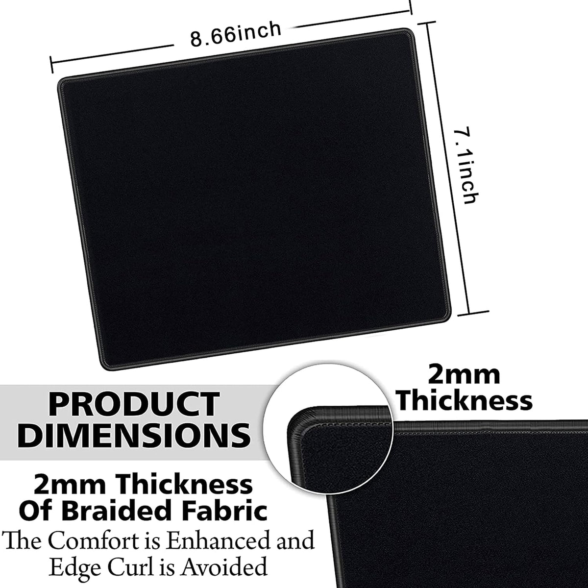 SaiTech IT 10-Pack Mouse Pads Bulk, Stitched Edges, Non-Slip Base