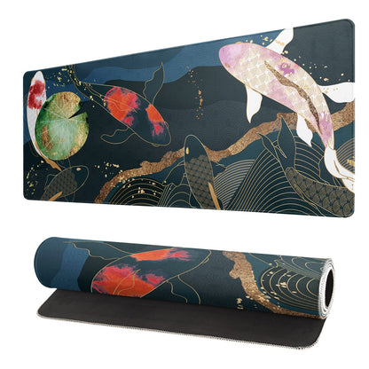Brecoy Japanese Sea Wave Large Mouse Pad, Anime Black Gaming, Extended Kanagawa Mat Desk Pad, 3mm Thick Long Non-Slip Rubber Base Mice Pad, 31.5 X 11.8 Inch