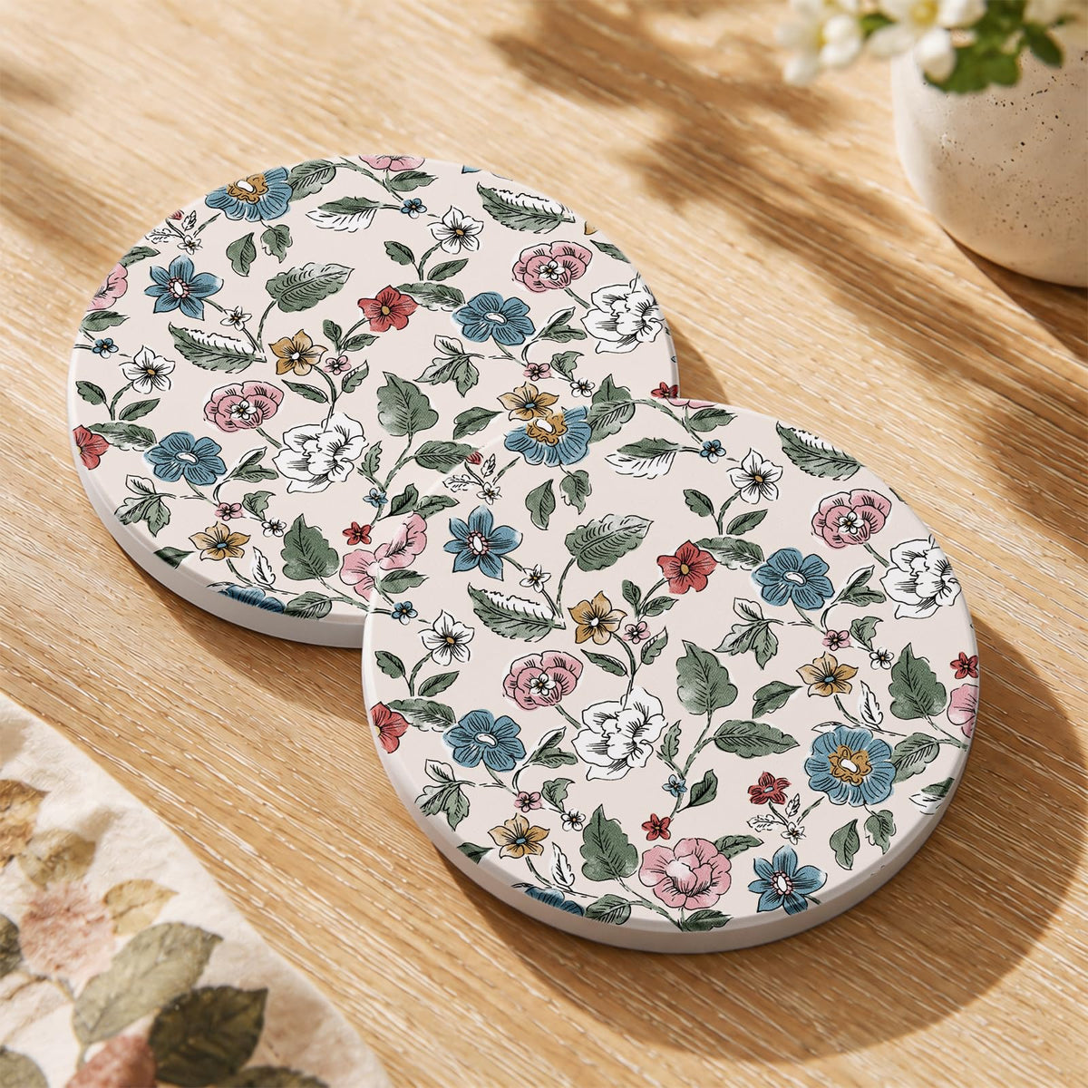 Oqplog 2 Pack Ceramic Absorbent Drink Coasters for Women