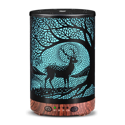 Essential Oil Diffuser 120ML Metal Aromatherapy Diffuser with Timer, Cool Mist Humidifier with Auto Shut-Off & 7 Color Lights for Home Office Spa (Tree)