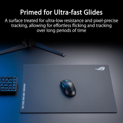 ASUS ROG Moonstone Ace L Glass Gaming Mouse Pad, 19.7” x 15.7” - Black