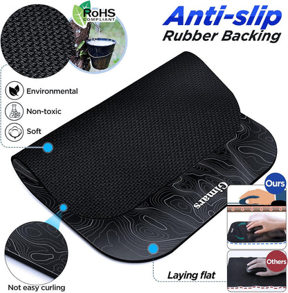 Gimars Large Smooth Superfine Fibre Memory Foam Ergonomic Mouse Pad Wrist Rest Support Mousepad with Nonslip Base for Laptop, Computer, Gaming & Office,Free Coaster Include-Topographic Map