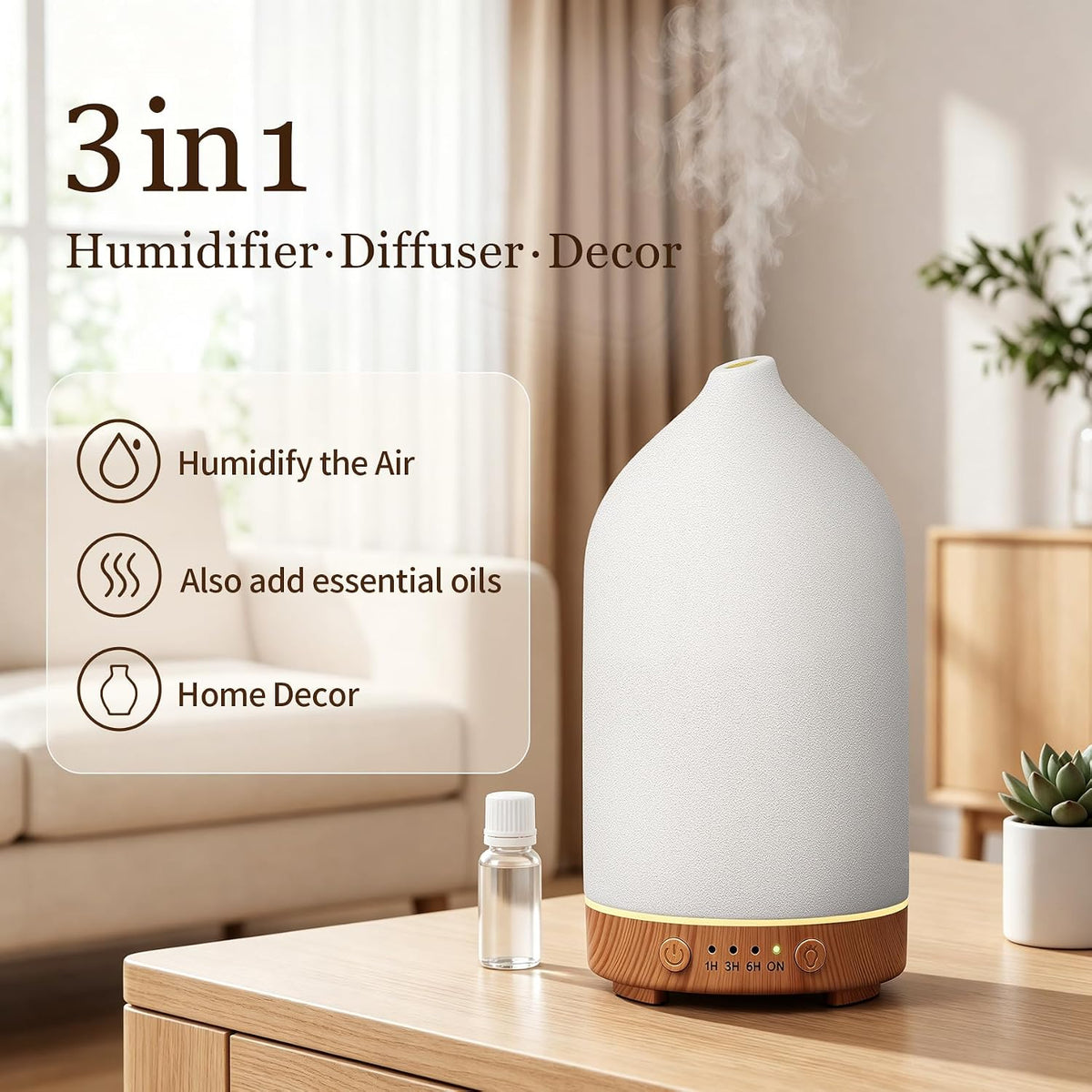 Gooamp 200ML Ceramic Essential Oil Diffuser for Home, Stone Diffuser