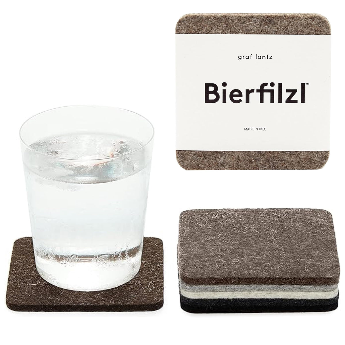 Graf Lantz - Bierfilzl Merino Wool Round Coasters Set of 4 - Heather White (4" Circles) - Absorbs 30% of Weight, German Wool - Heat Resistant, Sustainable, & Reusable - Home Decor & Coffee Table Decor