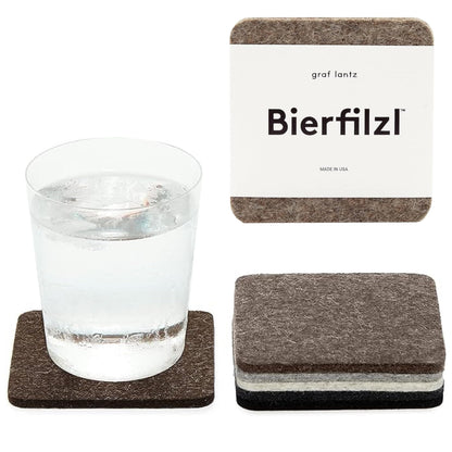 Graf Lantz - Bierfilzl Merino Wool Round Coasters Set of 4 - Heather White (4" Circles) - Absorbs 30% of Weight, German Wool - Heat Resistant, Sustainable, & Reusable - Home Decor & Coffee Table Decor