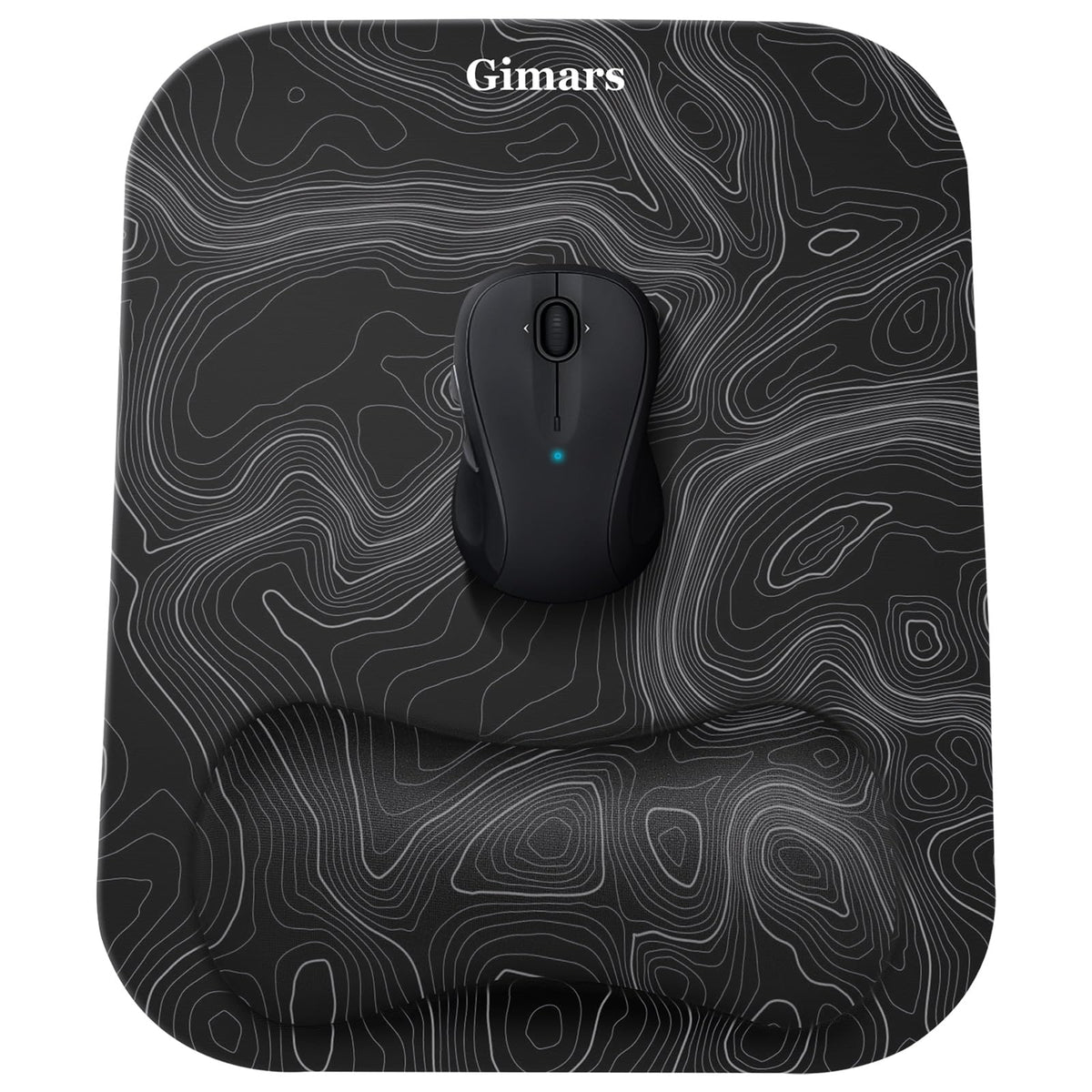 Gimars Large Smooth Superfine Fibre Memory Foam Ergonomic Mouse Pad Wrist Rest Support Mousepad with Nonslip Base for Laptop, Computer, Gaming & Office,Free Coaster Include-Topographic Map