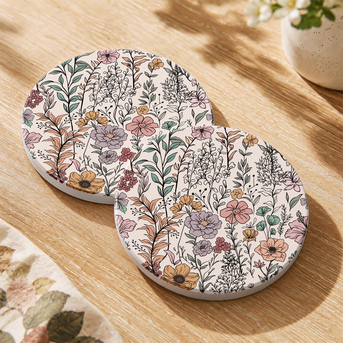 Oqplog 2 Pack Ceramic Absorbent Drink Coasters for Women