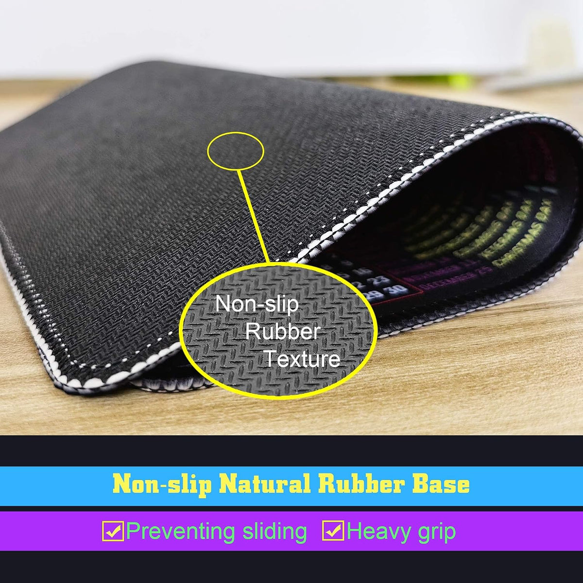 Mouse Pad, 2027 Calendar Black, Stitched Edge