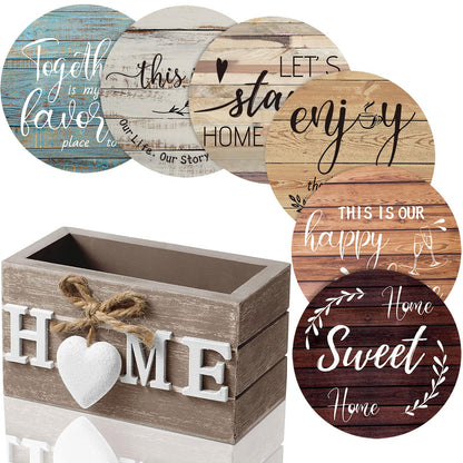 Queekay House Warming Gifts New Home Farmhouse Coasters Set of 6, Mixed