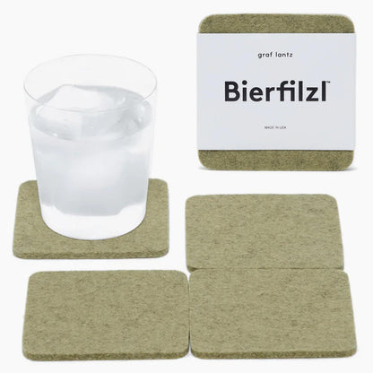Graf Lantz - Bierfilzl Merino Wool Round Coasters Set of 4 - Heather White (4" Circles) - Absorbs 30% of Weight, German Wool - Heat Resistant, Sustainable, & Reusable - Home Decor & Coffee Table Decor