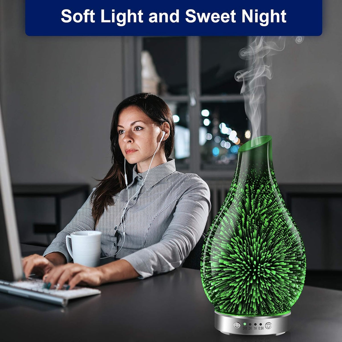 MAXWINER Essential Oil Diffusers Ultrasonic 3D Glass Aromatherapy Diffuser