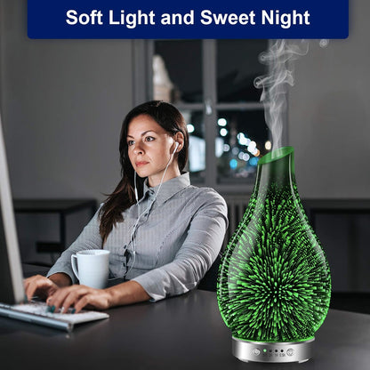 MAXWINER Essential Oil Diffusers Ultrasonic 3D Glass Aromatherapy Diffuser