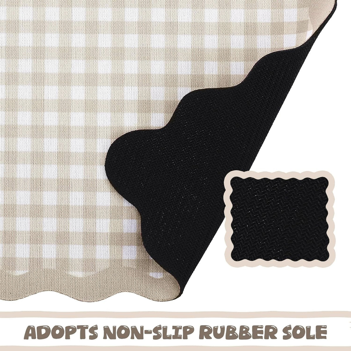 Sabary Brown Scalloped Gingham Mouse Pad 9x7.9 Inch