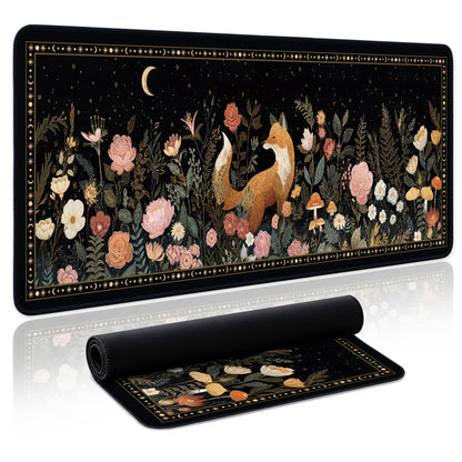 Aesthetic Desk Mat, Cute Enchanted Garden Desk Pad Protector for Work & Decor, 31.5" x 11.8", Pretty Non-Slip Extended Mouse Pad for Office or Home