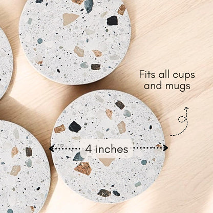 Terrazzo Coasters Set of 6, Colorful Boho Absorbent Ceramic Coasters