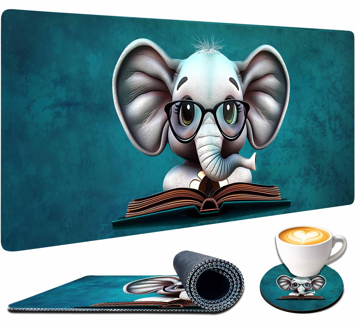 4-Piece Extended Large Mouse Pad Set for Women Men with Castle Night Design Includes 35.4 x 15.7 XXL Large Mouse Pad Keyboard Wrist Rest Mouse Wrist Support and Coaster for Office Home