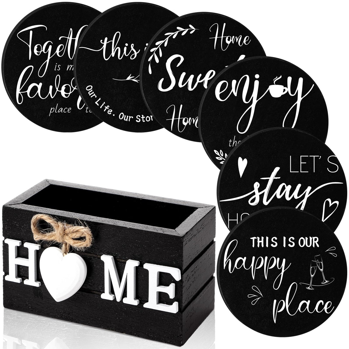 Queekay House Warming Gifts New Home Farmhouse Coasters Set of 6, Mixed