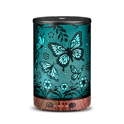 Essential Oil Diffuser 120ML Metal Aromatherapy Diffuser with Timer, Cool Mist Humidifier with Auto Shut-Off & 7 Color Lights for Home Office Spa (Tree)