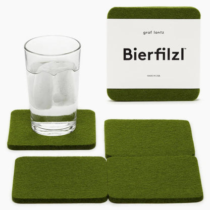 Graf Lantz - Bierfilzl Merino Wool Round Coasters Set of 4 - Heather White (4" Circles) - Absorbs 30% of Weight, German Wool - Heat Resistant, Sustainable, & Reusable - Home Decor & Coffee Table Decor
