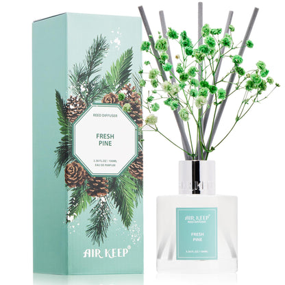 Airkeep Reed Diffuser Set,3.38 fl oz (100 ml) - Clean Linen Oil Diffusers with 8 Reed Sticks,Home Fragrance Reed Diffuser for Bathroom Shelf Decor