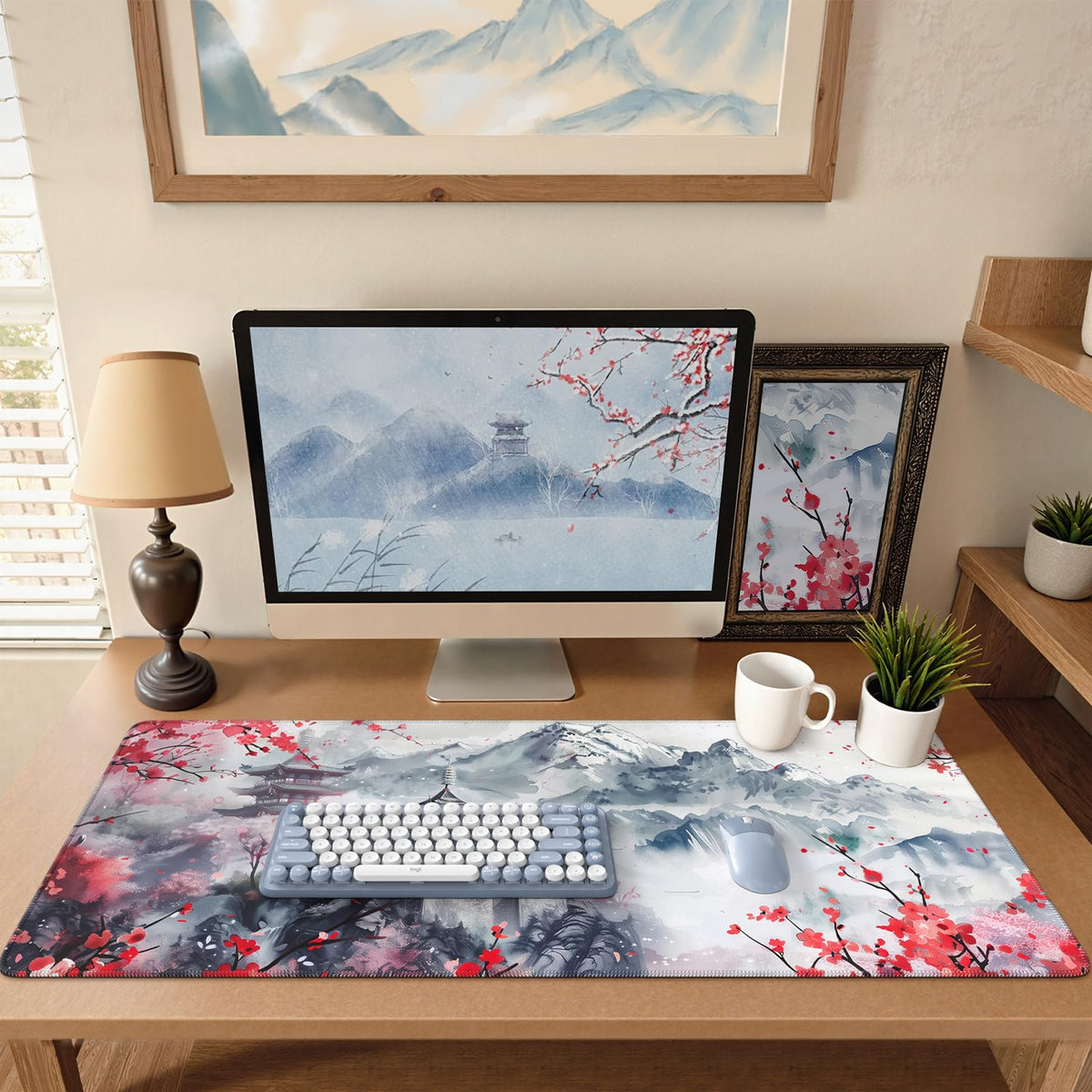 iCasso Desk Mat, Large Desk Mouse Pad for Desk,Home Office - Green Weeds
