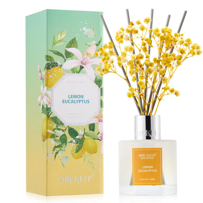 Airkeep Reed Diffuser Set,3.38 fl oz (100 ml) - Clean Linen Oil Diffusers with 8 Reed Sticks,Home Fragrance Reed Diffuser for Bathroom Shelf Decor