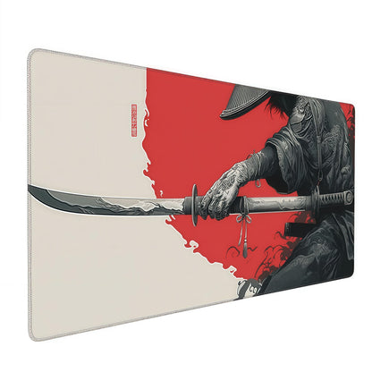 Gaming Mouse Pad, XXL Non-Slip Rubber Base, Waterproof with Stitched Edges, Japanese Demon Mask Design, 35.4 x 15.7 inches