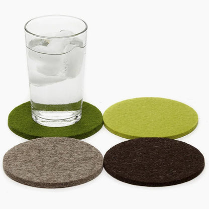 Graf Lantz - Bierfilzl Merino Wool Round Coasters Set of 4 - Heather White (4" Circles) - Absorbs 30% of Weight, German Wool - Heat Resistant, Sustainable, & Reusable - Home Decor & Coffee Table Decor