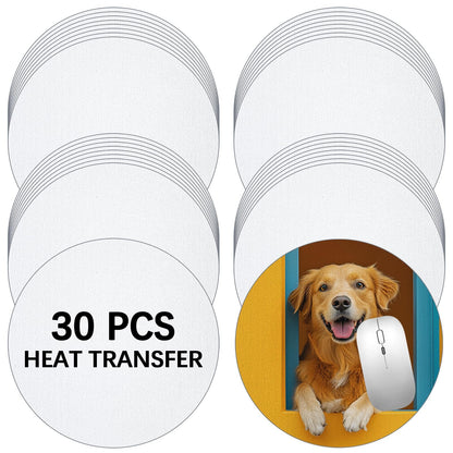 30 PCS White Mouse Pad for Heat Press Printing, Round Rubber Mouse Mat, Bulk Crafts Custom Photos Non Slip Bottom 20x20x0.2 cm