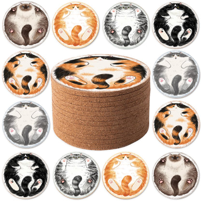 Cork Coasters for Drinks Absorbent Non Slip 12pcs 4 Inch Flower