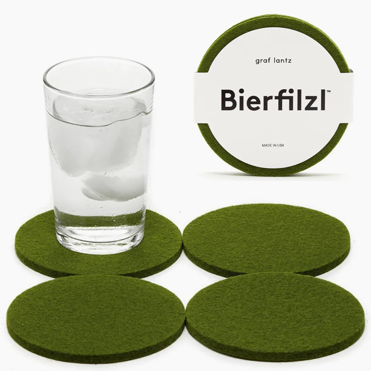 Graf Lantz - Bierfilzl Merino Wool Round Coasters Set of 4 - Heather White (4" Circles) - Absorbs 30% of Weight, German Wool - Heat Resistant, Sustainable, & Reusable - Home Decor & Coffee Table Decor