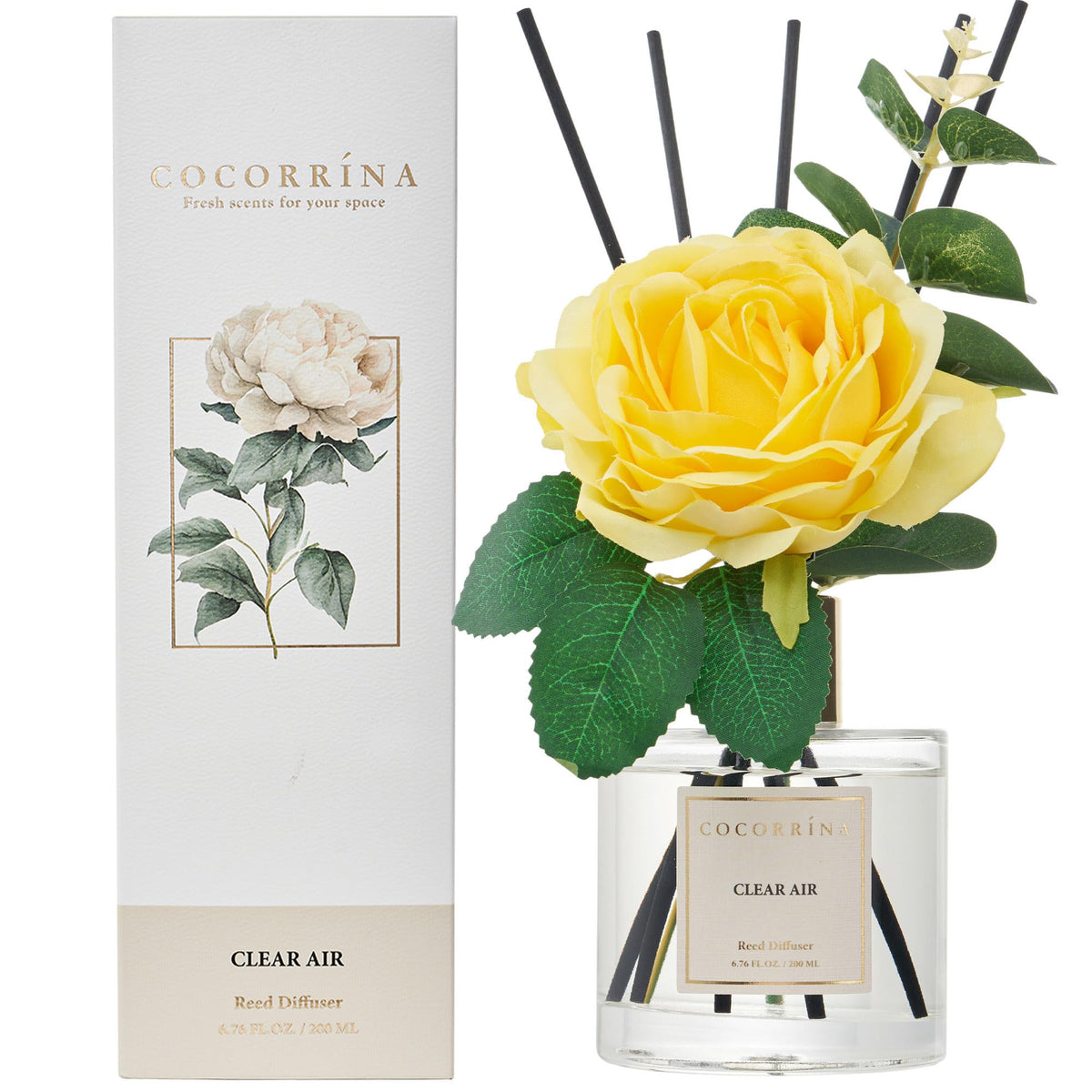 Cocorrína Reed Diffuser Set, Clean Linen 6.7 fl oz Scented Diffuser with Sticks Home Fragrance Reed Diffuser for Bathroom Shelf Décor