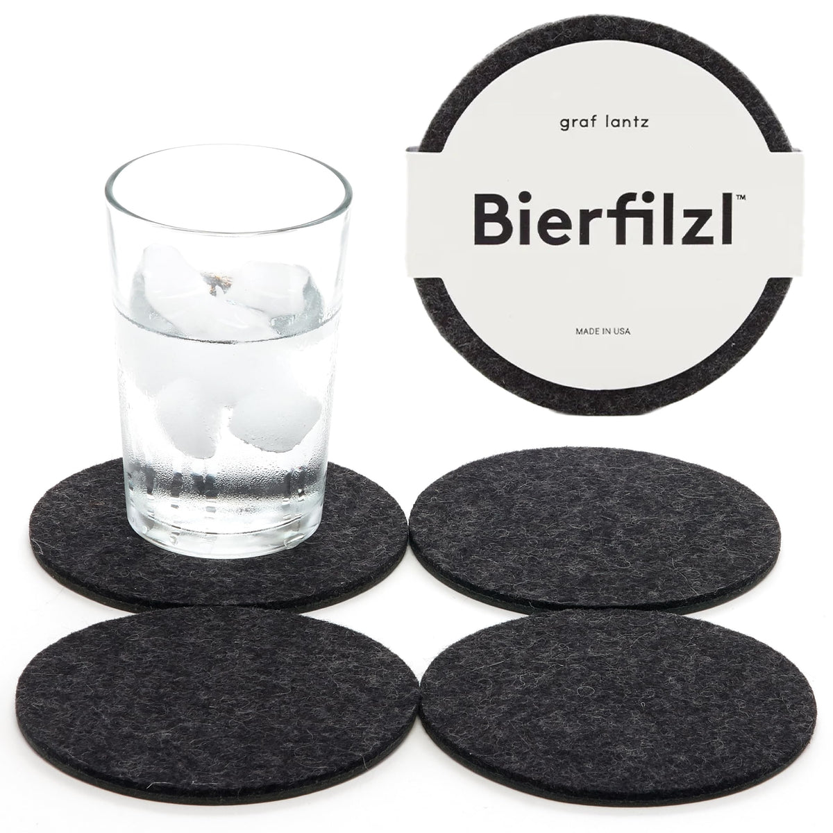 Graf Lantz - Bierfilzl Merino Wool Round Coasters Set of 4 - Heather White (4" Circles) - Absorbs 30% of Weight, German Wool - Heat Resistant, Sustainable, & Reusable - Home Decor & Coffee Table Decor