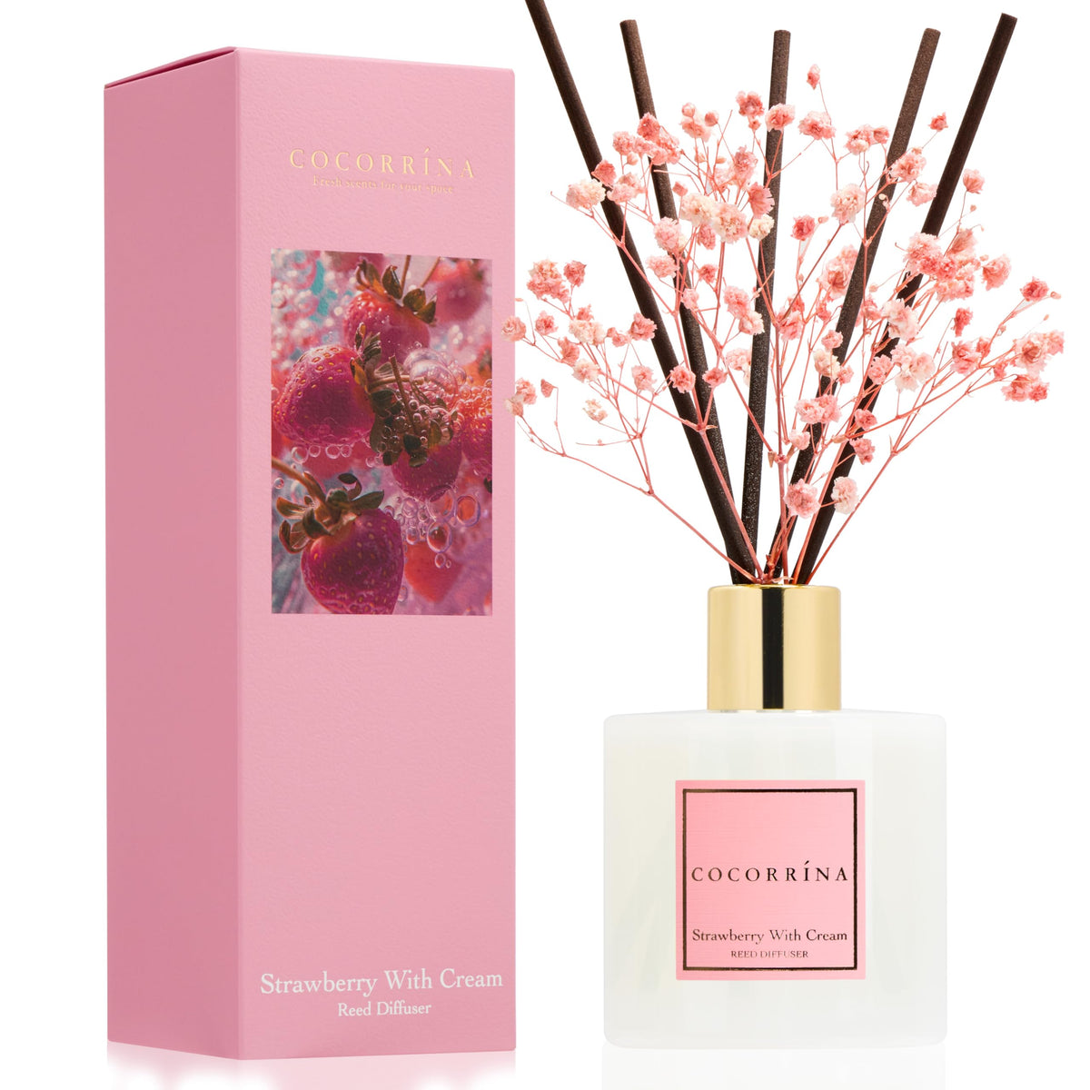 Cocorrína Reed Diffuser Set, Clean Linen 6.7 fl oz Scented Diffuser with Sticks Home Fragrance Reed Diffuser for Bathroom Shelf Décor