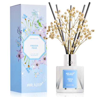 Airkeep Reed Diffuser Set,3.38 fl oz (100 ml) - Clean Linen Oil Diffusers with 8 Reed Sticks,Home Fragrance Reed Diffuser for Bathroom Shelf Decor