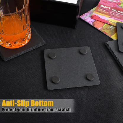 VIBRATITE 60 Pack 4 Inch Square Black Slate Drink Coasters
