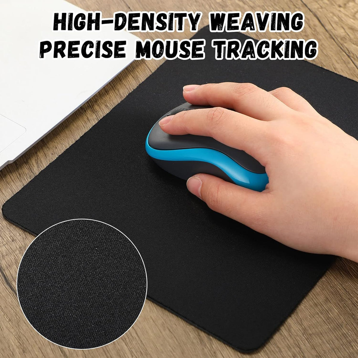 Crtiin 50 Pack Mouse Pad Bulk Pack, 7.09 x 8.66 Inch, Black