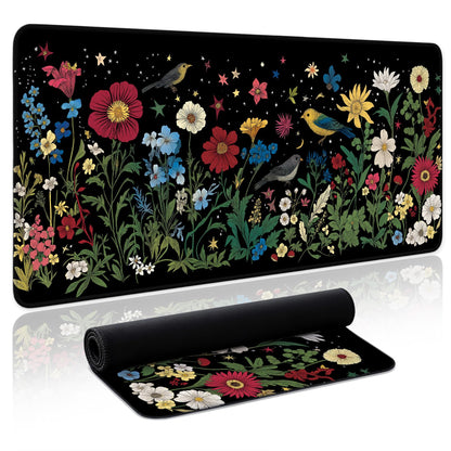 Aesthetic Desk Mat, Cute Enchanted Garden Desk Pad Protector for Work & Decor, 31.5" x 11.8", Pretty Non-Slip Extended Mouse Pad for Office or Home