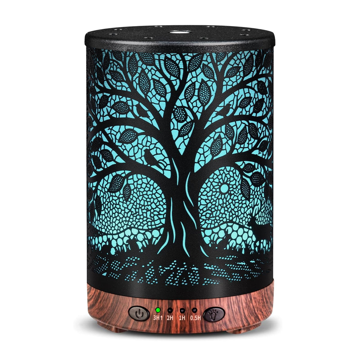 Essential Oil Diffuser 120ML Metal Aromatherapy Diffuser with Timer, Cool Mist Humidifier with Auto Shut-Off & 7 Color Lights for Home Office Spa (Tree)