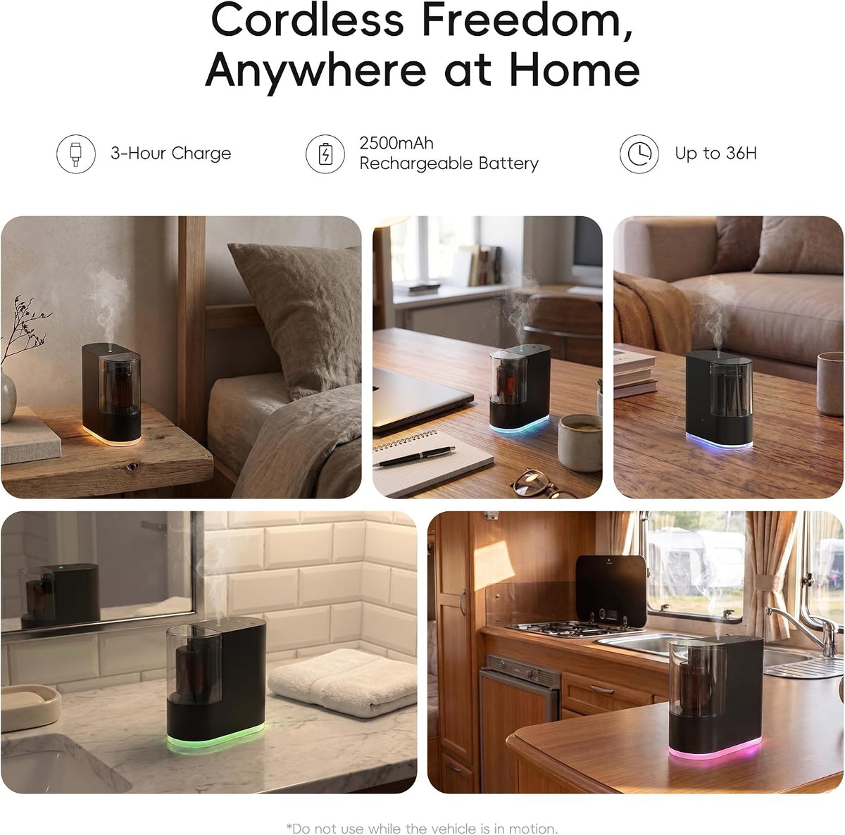 Waterless Essential Oil Diffuser for Bedroom, Home, Black
