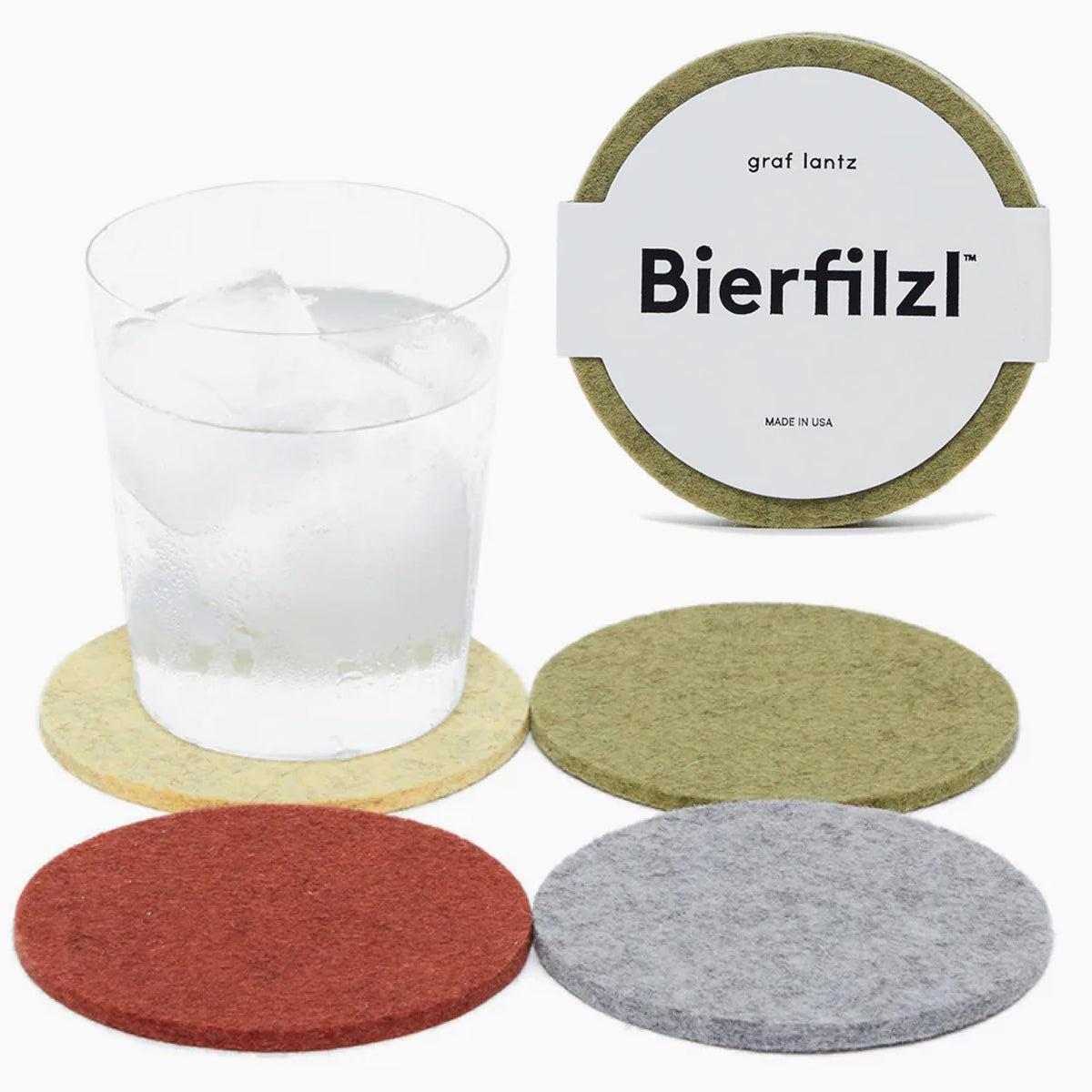 Graf Lantz - Bierfilzl Merino Wool Round Coasters Set of 4 - Heather White (4" Circles) - Absorbs 30% of Weight, German Wool - Heat Resistant, Sustainable, & Reusable - Home Decor & Coffee Table Decor