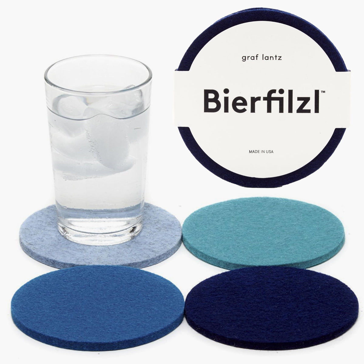 Graf Lantz - Bierfilzl Merino Wool Round Coasters Set of 4 - Heather White (4" Circles) - Absorbs 30% of Weight, German Wool - Heat Resistant, Sustainable, & Reusable - Home Decor & Coffee Table Decor
