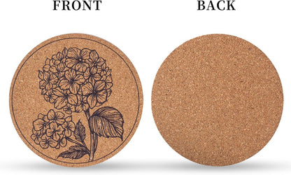 Cork Coasters for Drinks Absorbent Non Slip 12pcs 4 Inch Flower
