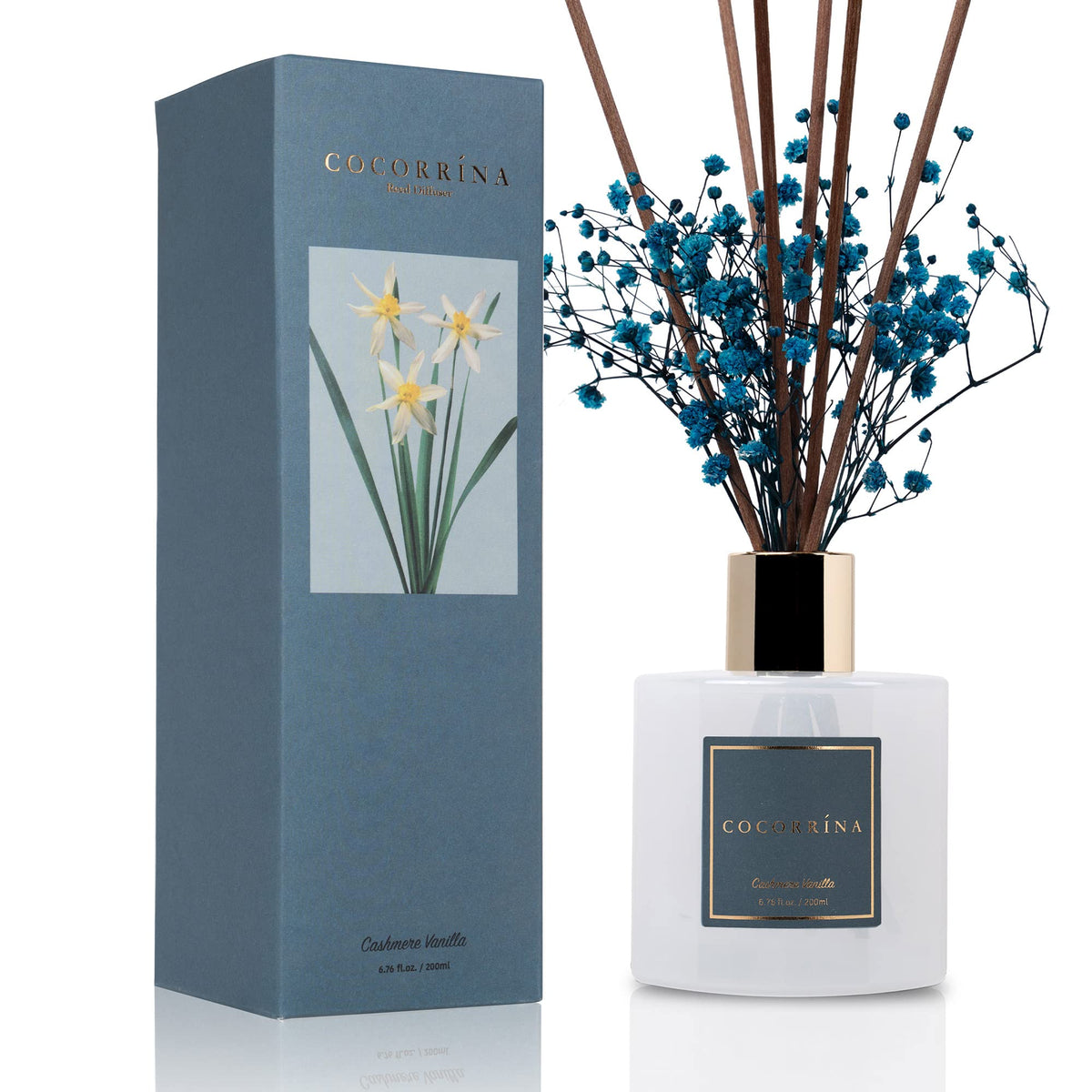 Cocorrína Reed Diffuser Set, Clean Linen 6.7 fl oz Scented Diffuser with Sticks Home Fragrance Reed Diffuser for Bathroom Shelf Décor
