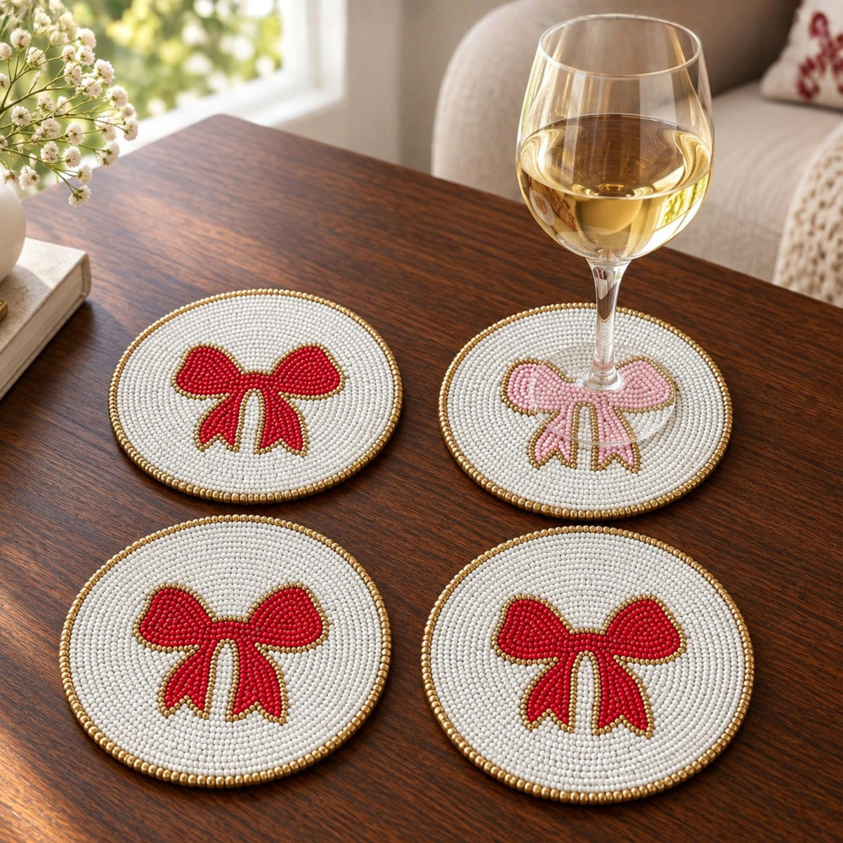 Folkulture Cute Fall Coasters, Set of 4, Non Slip, Easy to Clean - 4 Inch